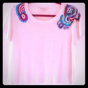 Cream jumper with sequin shoulder detail